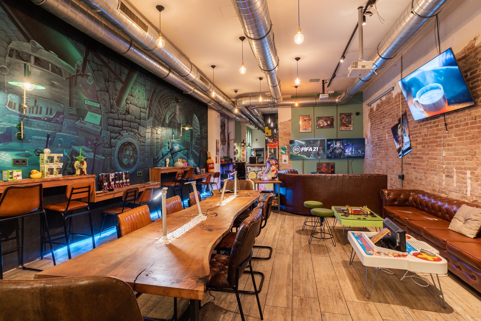 Coworking-Bereich im Weed-Café 1UP Barcelona